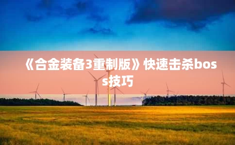 《合金装备3重制版》快速击杀boss技巧 《合金装备3重制版》快速击杀boss技巧
