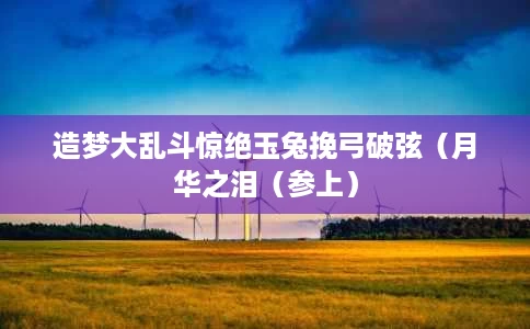 造梦大乱斗惊绝玉兔挽弓破弦(月华之泪(参上) 造梦大乱斗惊绝玉兔挽弓破弦(月华之泪(参上)