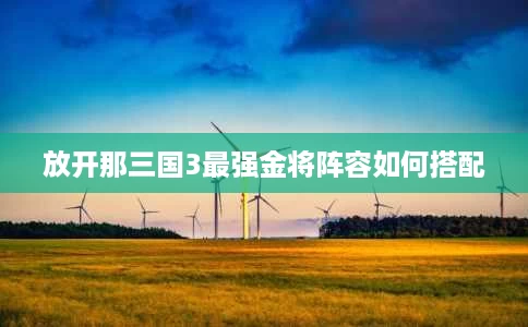 放开那三国3最强金将阵容如何搭配 放开那三国3最强金将阵容如何搭配