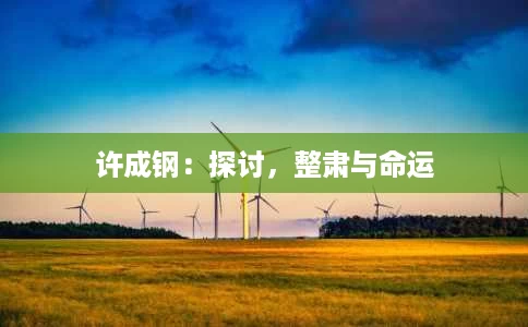 许成钢:探讨,整肃与命运 许成钢:探讨,整肃与命运