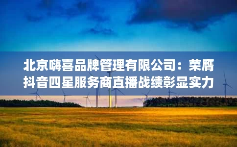 北京嗨喜品牌管理有限公司:荣膺抖音四星服务商直播战绩彰显实力 北京嗨喜品牌管理有限公司:荣膺抖音四星服务商直播战绩彰显实力