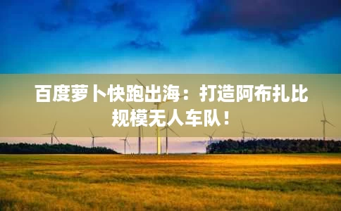 百度萝卜快跑出海:打造阿布扎比规模无人车队! 百度萝卜快跑出海:打造阿布扎比规模无人车队!